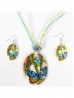 Fashion Butterfly Print Necklace and Earrings Set